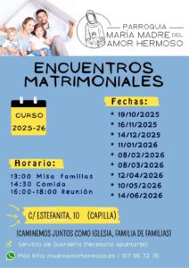 Encuentros matrimoniales. Curso 2025-2